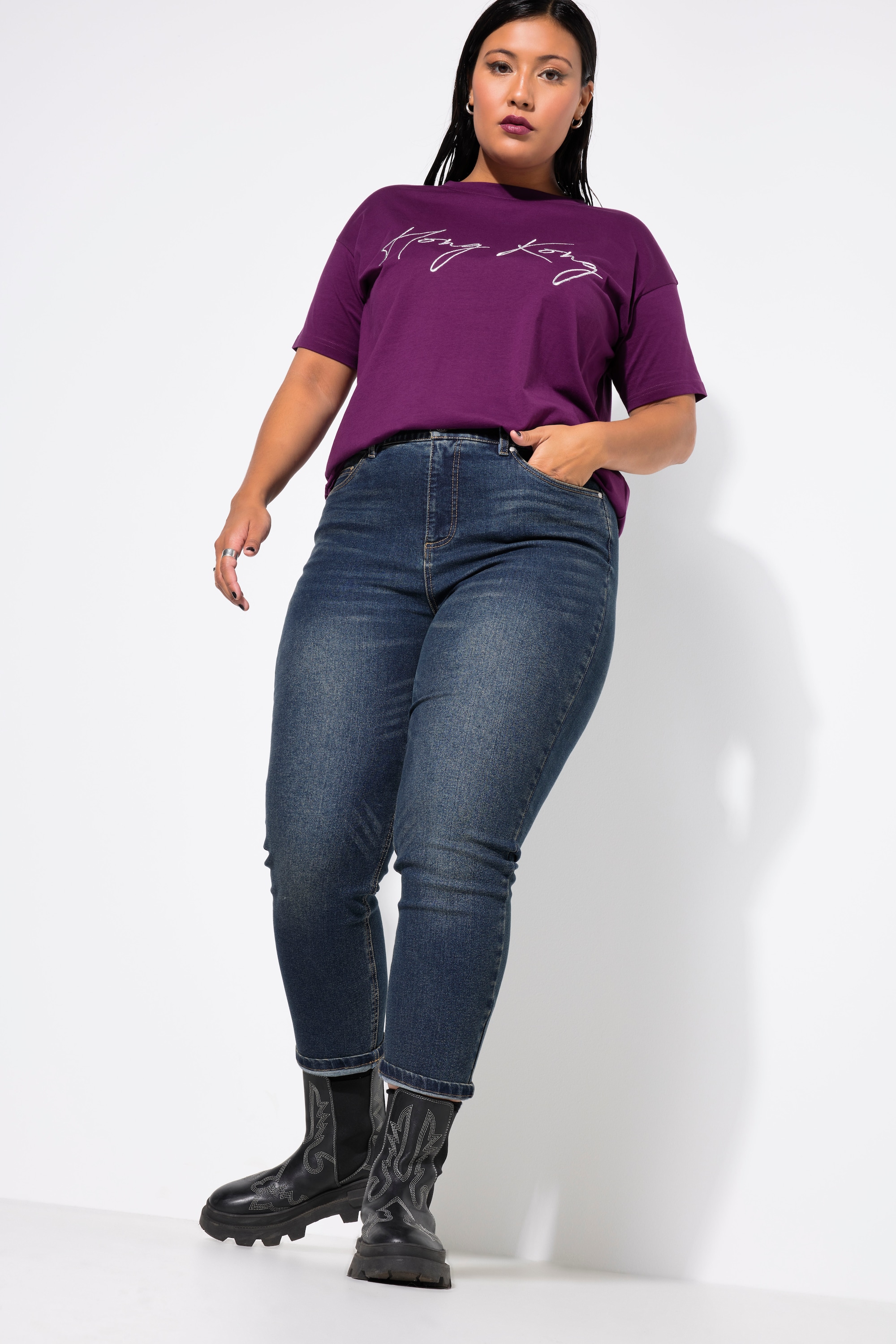 Studio Untold Damen große Größen Mom Jeans Wide Straight Legs Vintage Optik