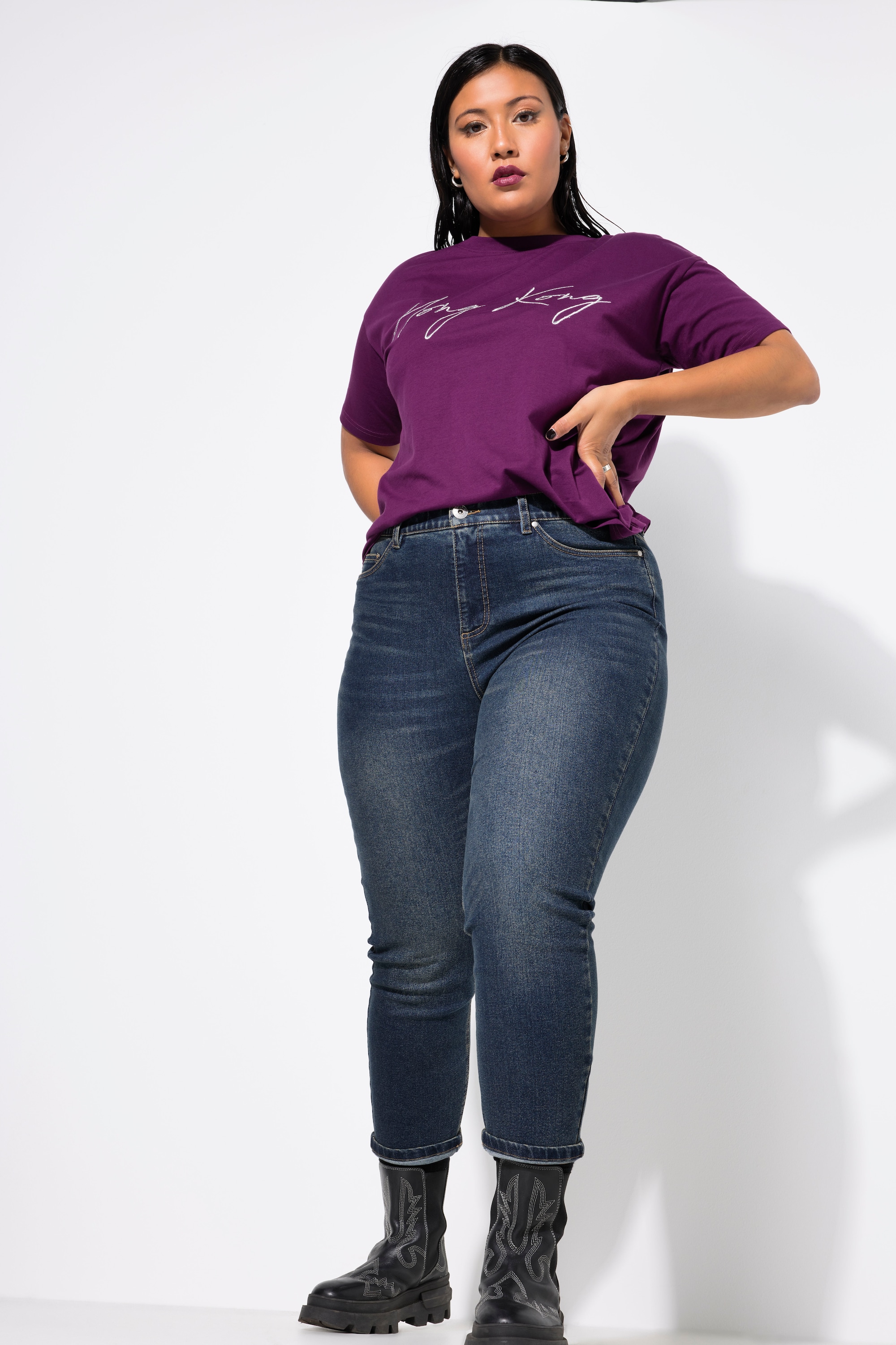 Studio Untold Damen große Größen Mom Jeans Wide Straight Legs Vintage Optik