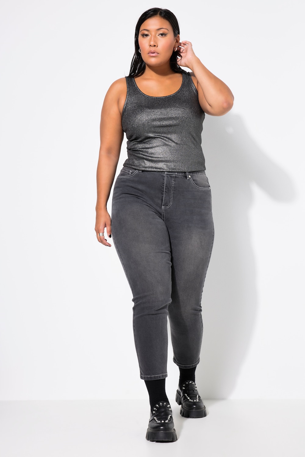 Momjeans, Wide Straight Legs, weisse Nähte, 5-Pocket