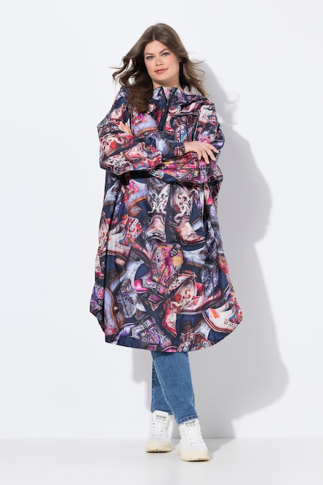 Funktions-Regencape, Unisex, Print, Kapuze