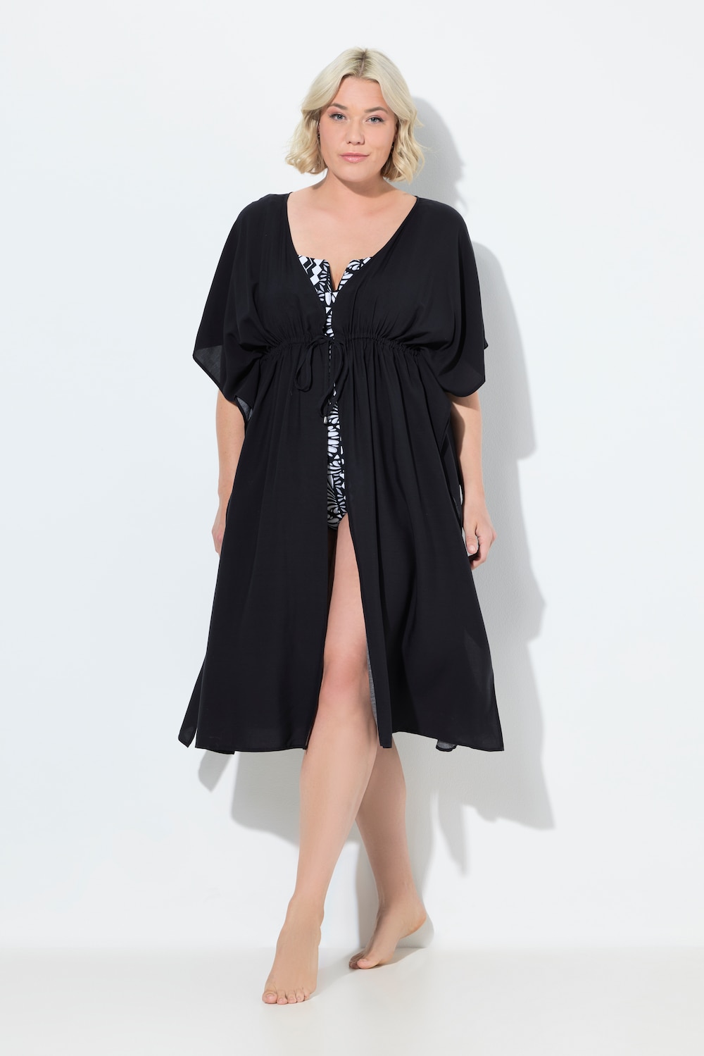 Thumbnail - Große Größen Kaftan, Damen, schwarz, Größe: 2=50-56, Viskose, Ulla Popken