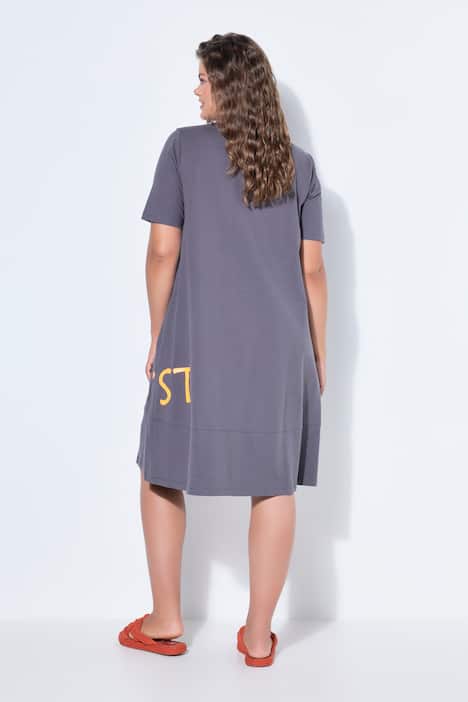 Sukienka z dżerseju, okrągły dekolt, krótki rękaw, OEKO-TEX Made in Green