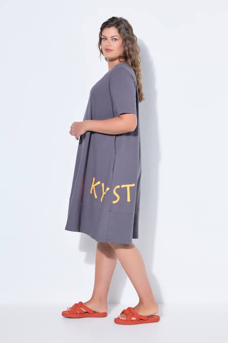 Sukienka z dżerseju, okrągły dekolt, krótki rękaw, OEKO-TEX Made in Green