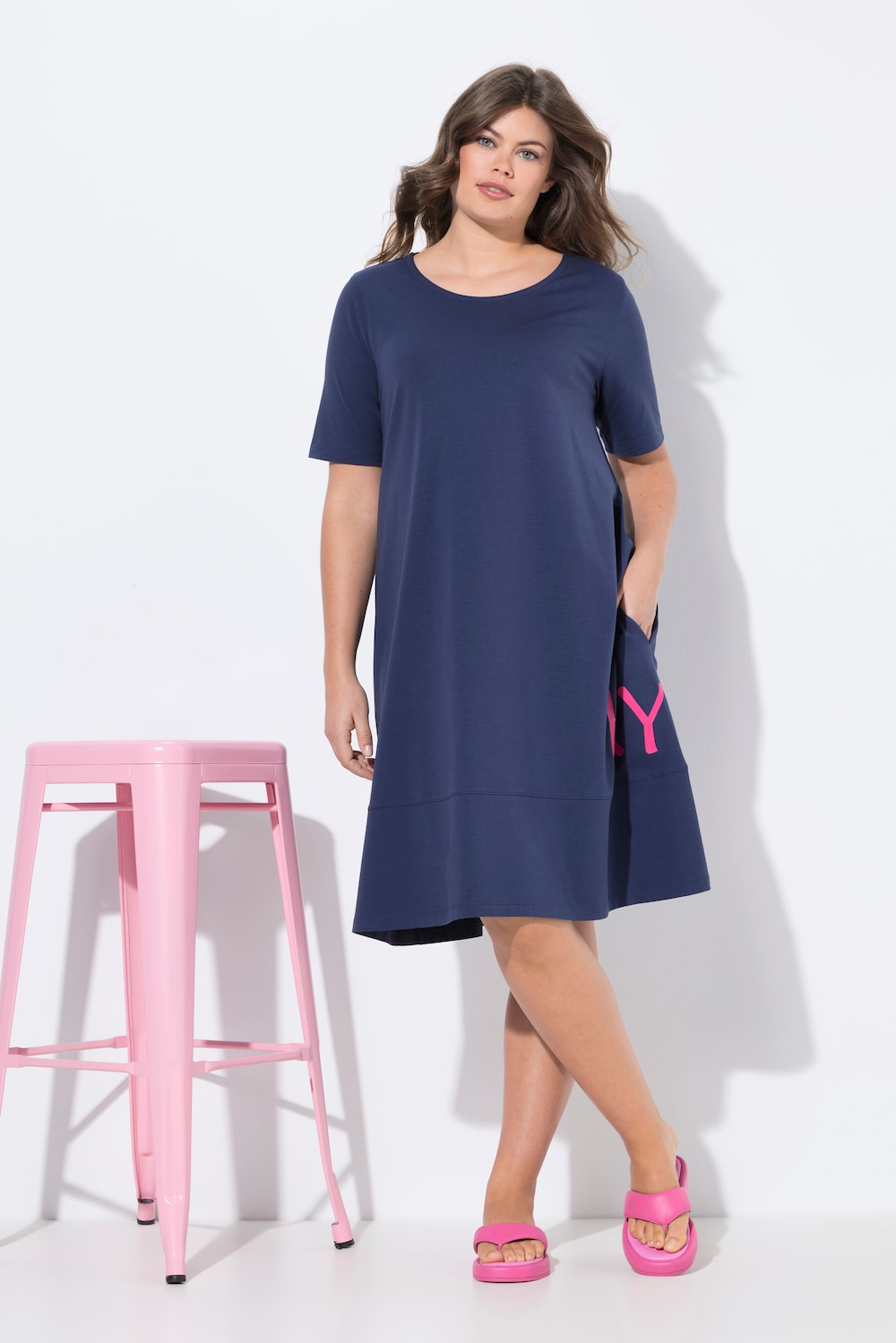 Große Größen Jerseykleid, Damen, grau, Größe: 44/46, Baumwolle, LAURASON