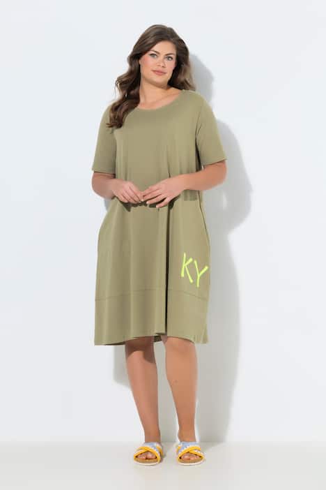 Sukienka z dżerseju, okrągły dekolt, krótki rękaw, OEKO-TEX Made in Green