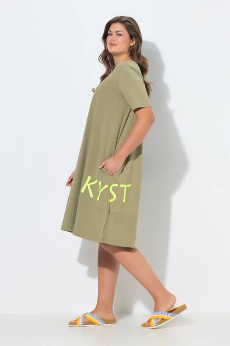 Sukienka z dżerseju, okrągły dekolt, krótki rękaw, OEKO-TEX Made in Green