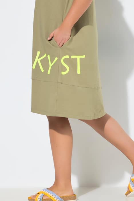 Sukienka z dżerseju, okrągły dekolt, krótki rękaw, OEKO-TEX Made in Green