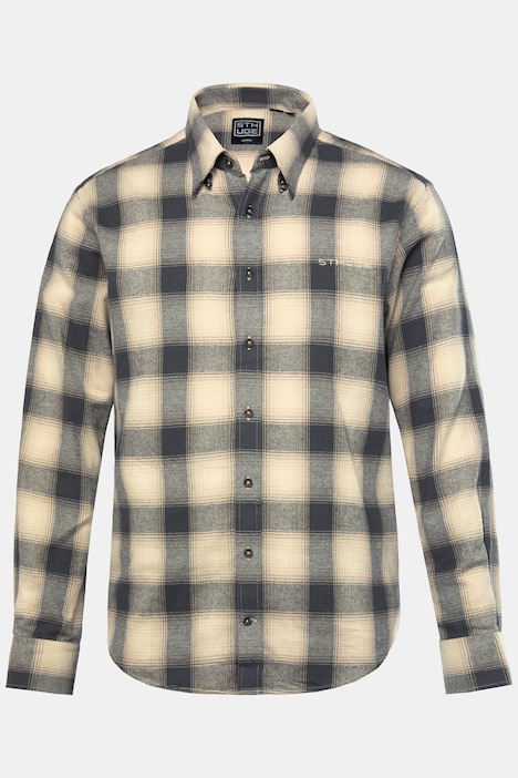 STHUGE Flanell-Karohemd, Langarm, covered Buttondown-Kragen, Modern Fit, bis 8 XL