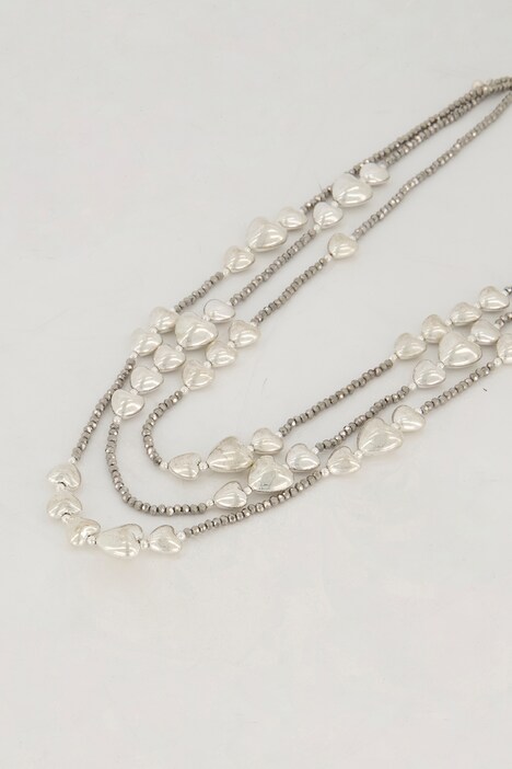 Kette, Silberherzen, Glitzerperlen