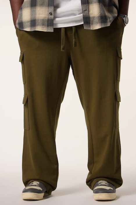 STHUGE sweat cargo pants, baggy fit, elasticated waistband, cargo pockets, up to 8 XL