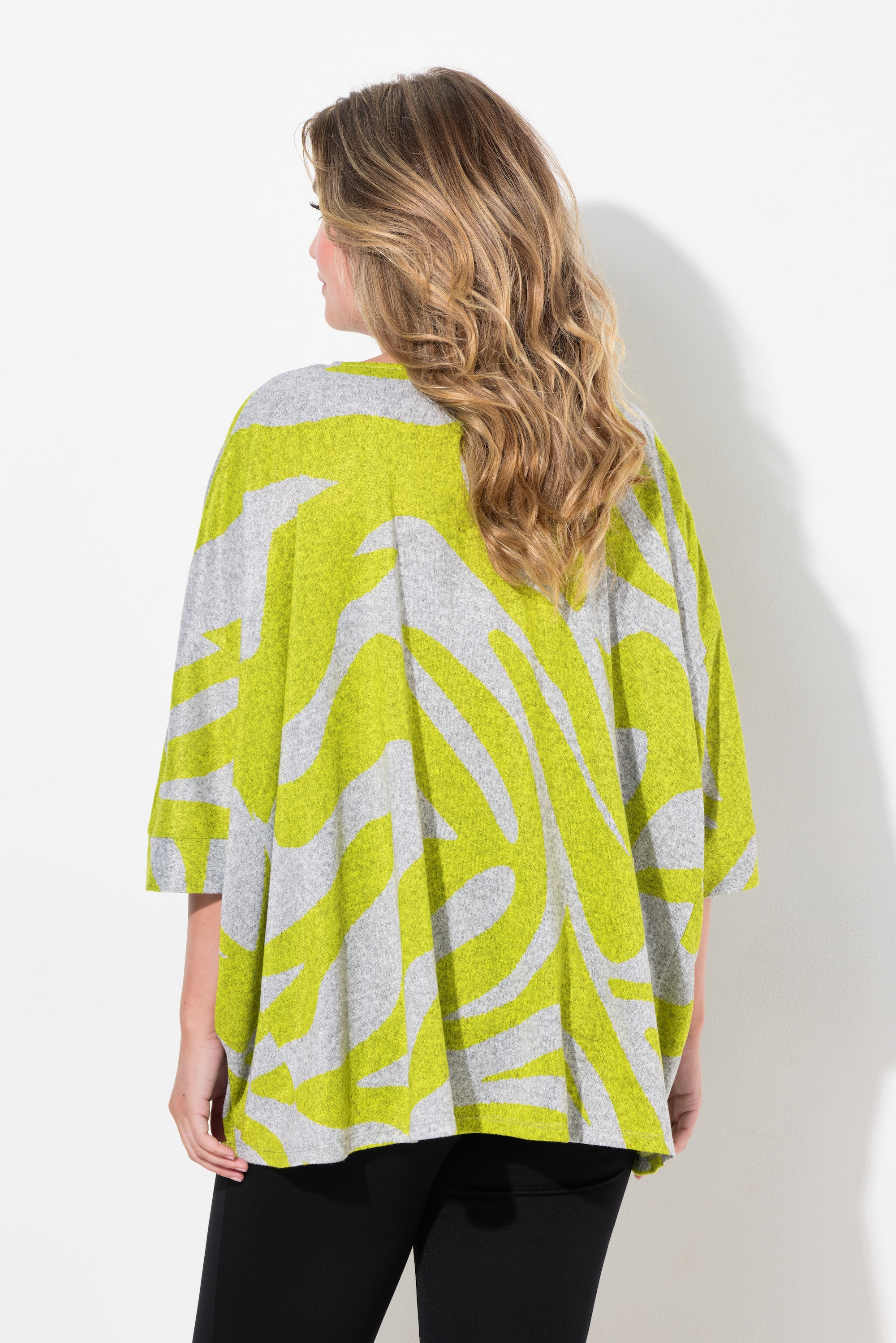 MIAMODA Damen große Größen Pullover oversized Zebramuster 3 4 Ärmel 836919
