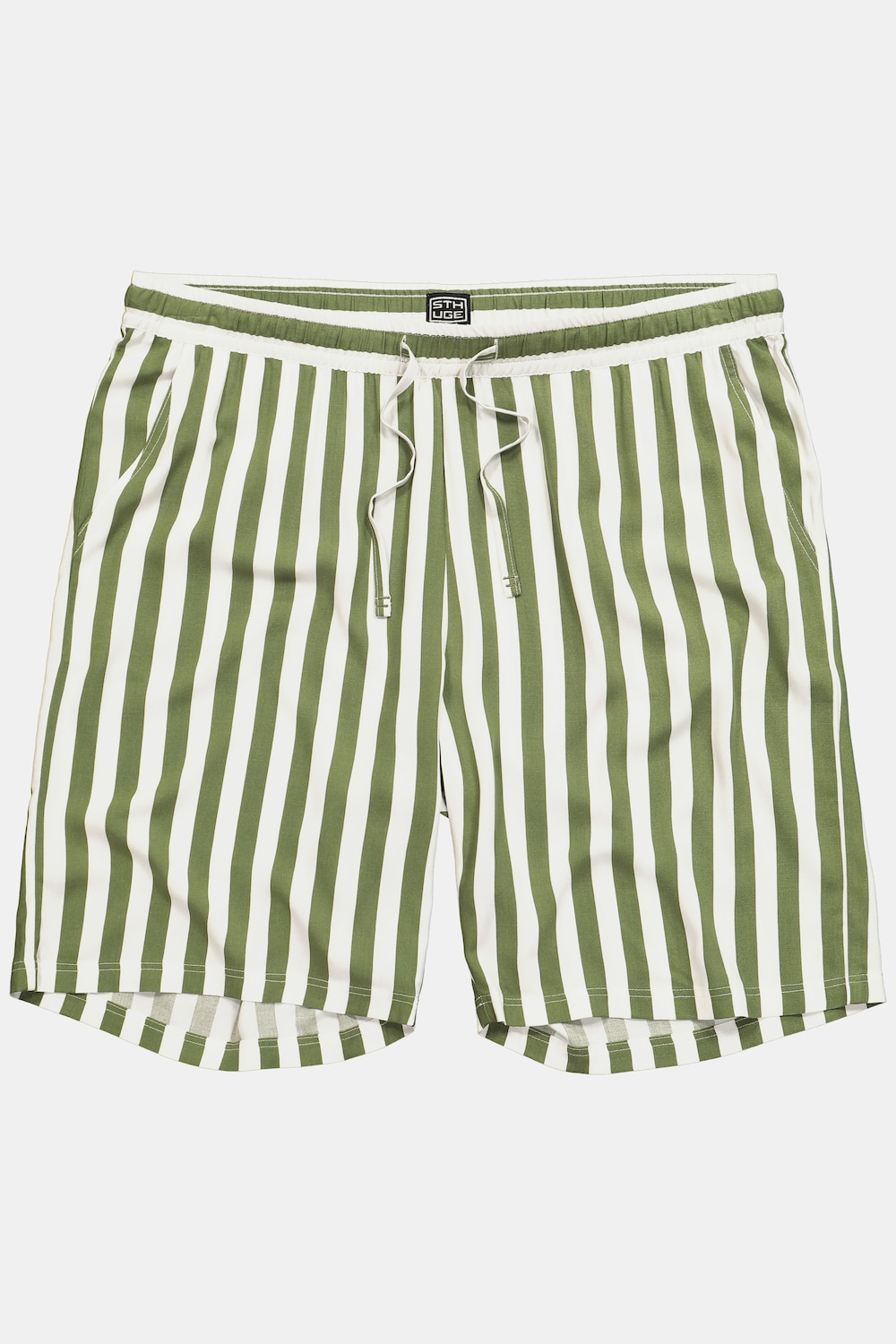 STHUGE linnenmix-bermuda, elastische tailleband, strepen, tot 8XL