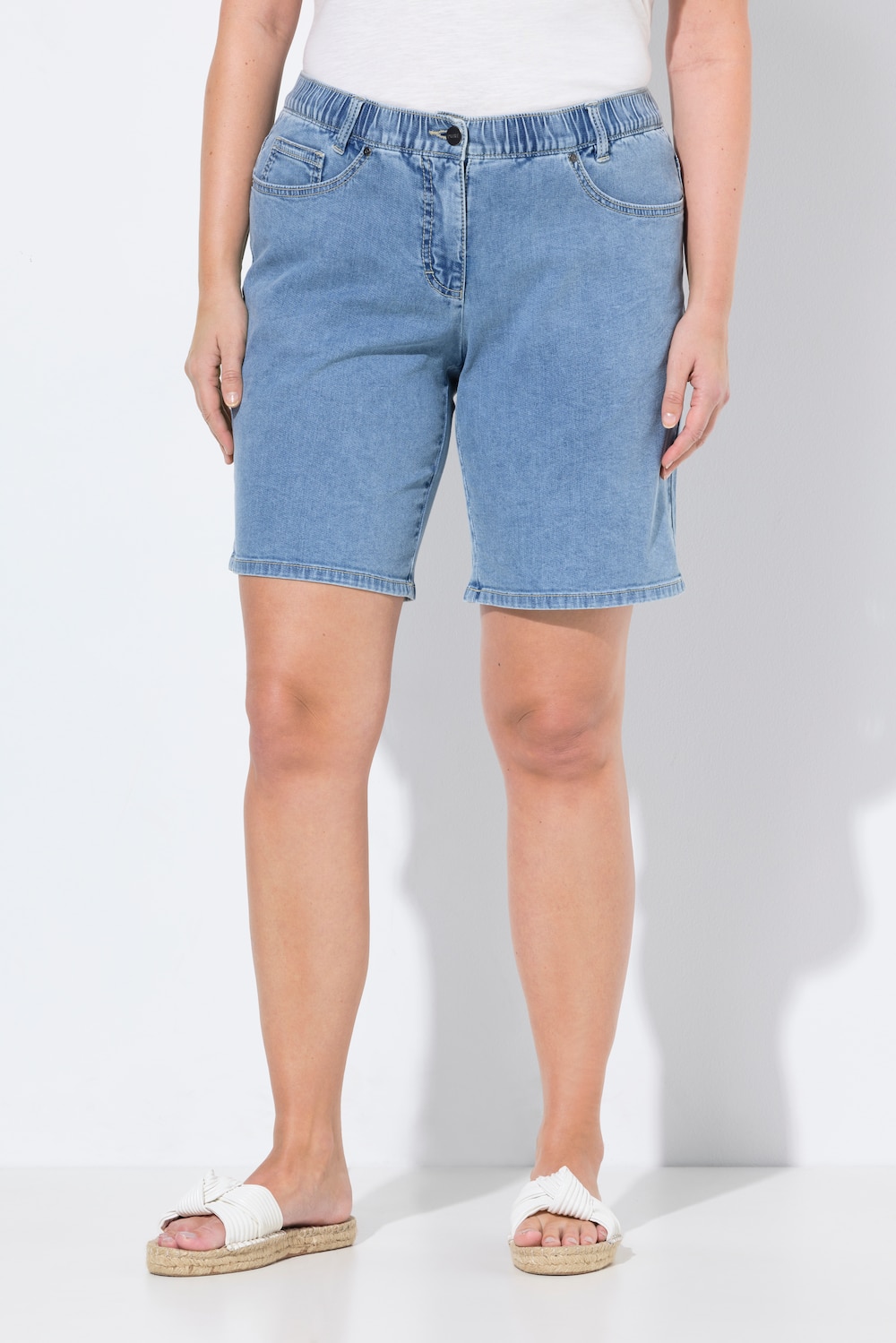 Große Größen Jeansbermuda, Damen, blau, Größe: 46, Baumwolle, Ulla Popken