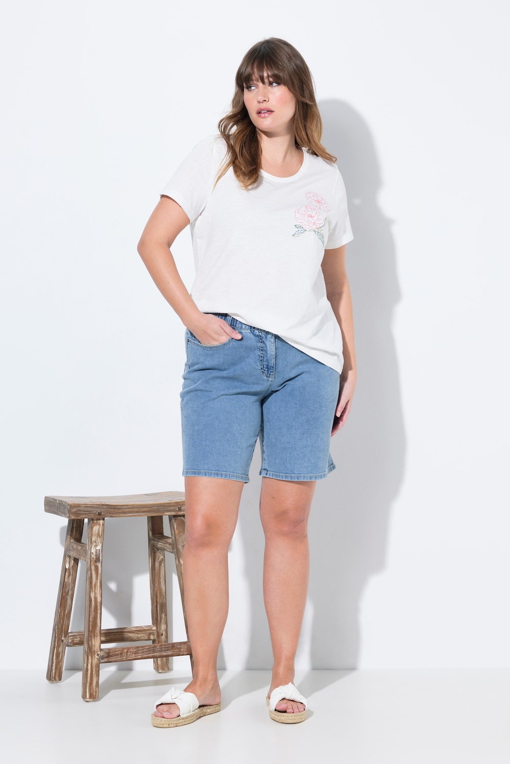 Große Größen Jeansbermuda, Damen, blau, Größe: 50, Baumwolle, Ulla Popken