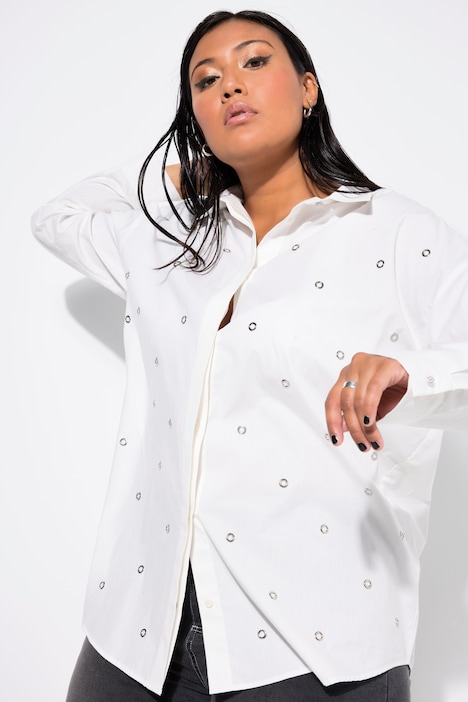 Eyelet Button Down Blouse