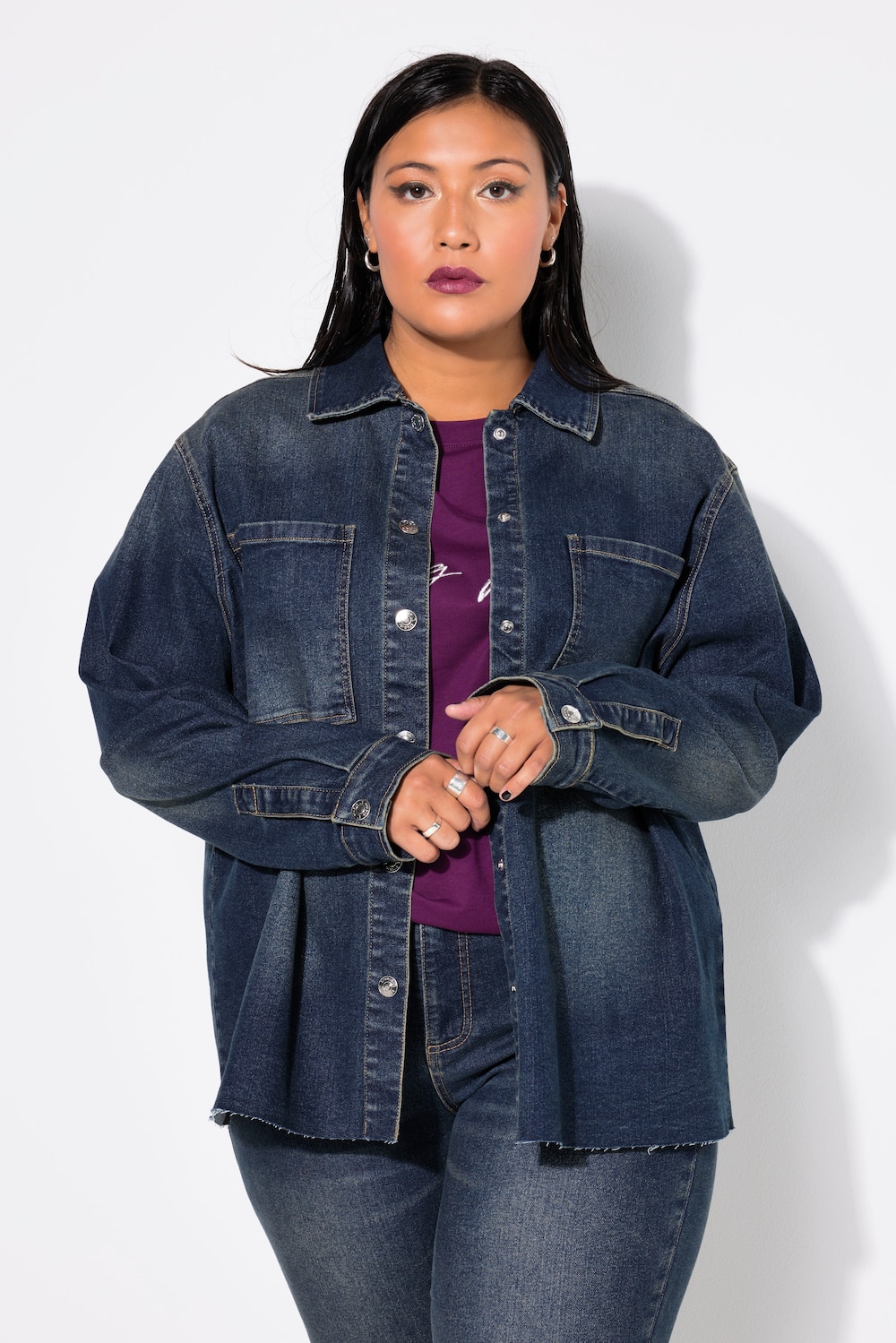 Große Größen Jeanshemd, Damen, blau, Größe: 54/56, Baumwolle/Polyester, Studio Untold