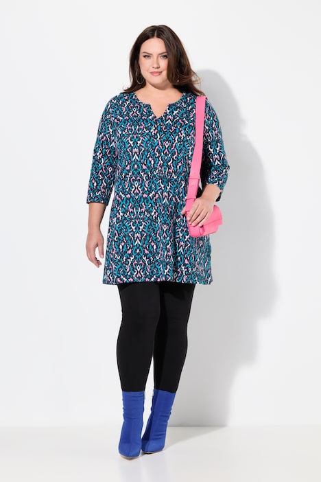 Ikat Print 3/4 Sleeve Knit Tunic