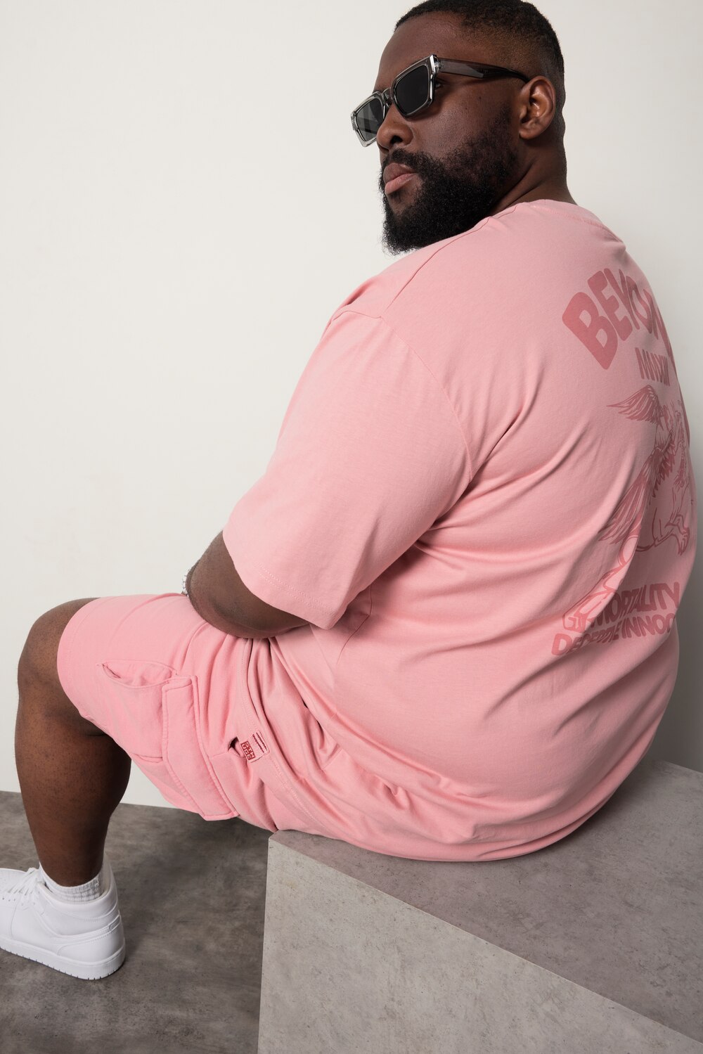 Stora storlekar T-shirt, Her, rosa, storlek: 3XL, Bomull, STHUGE