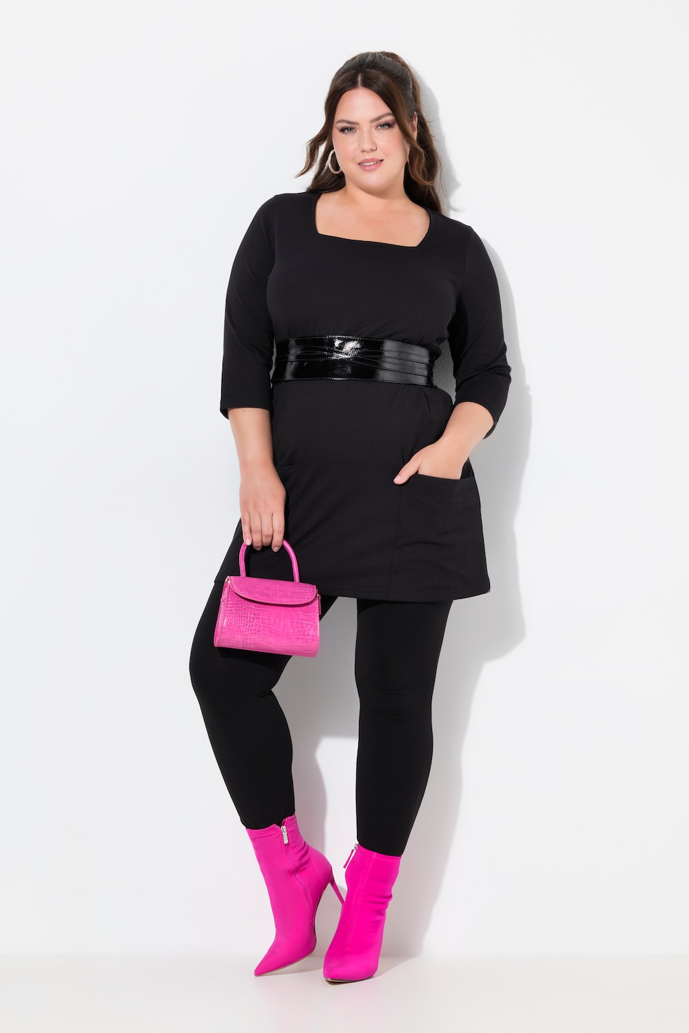 Große Größen Longshirt, Damen, schwarz, Größe: 58/60, Baumwolle, Ulla Popken