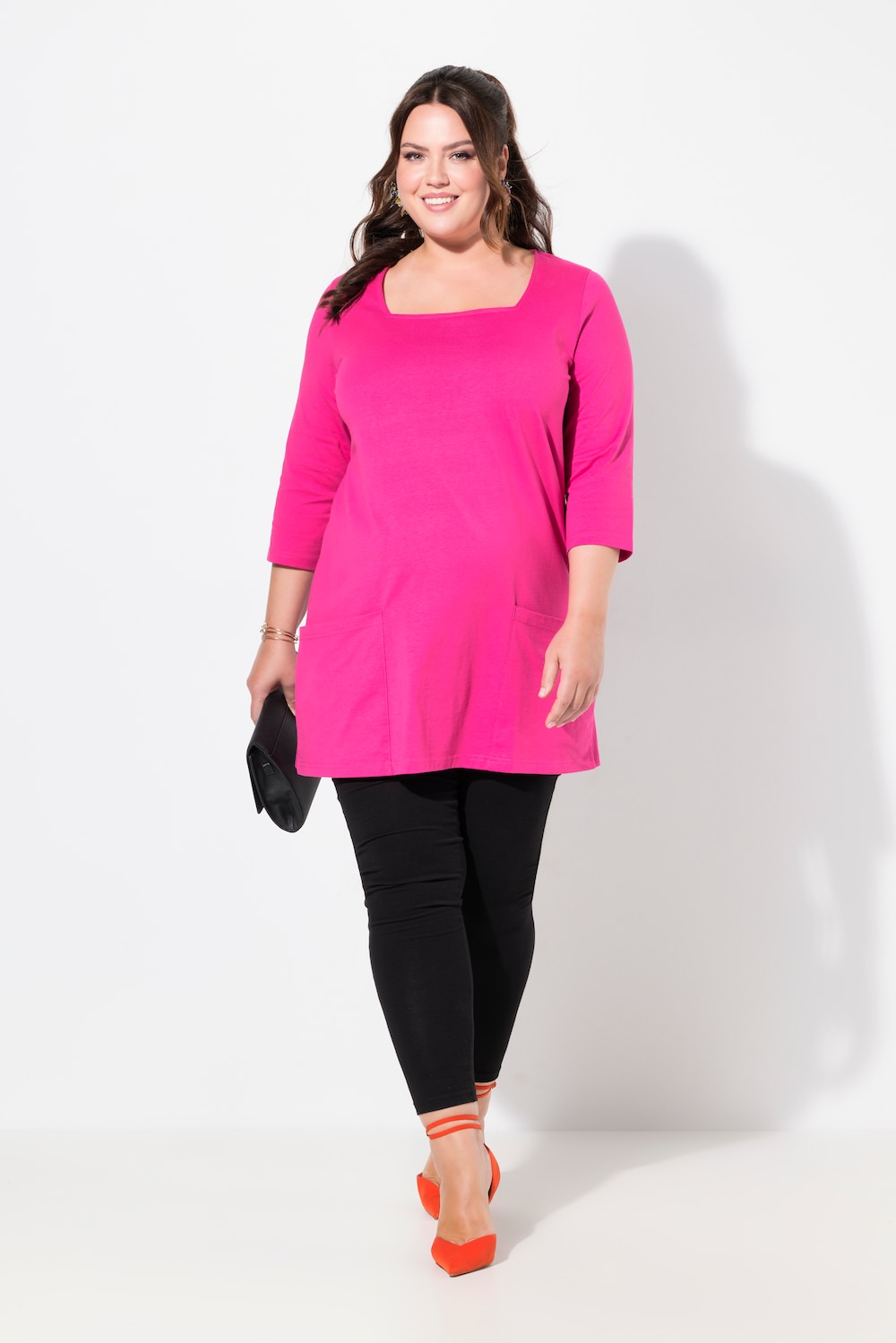 Große Größen Longshirt, Damen, rosa, Größe: 42/44, Baumwolle, Ulla Popken