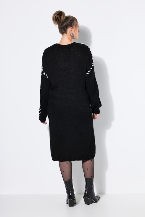Oversized Seam Long Sleeve Sweater Dress