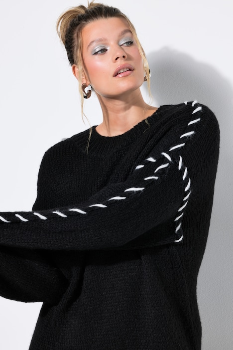 Oversized Seam Long Sleeve Sweater Dress
