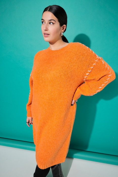 Oversized Seam Long Sleeve Sweater Dress orange Ulla Popken