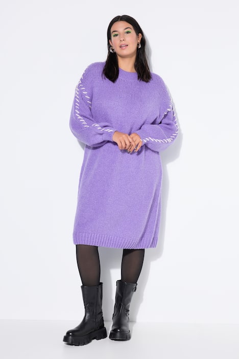 Strickkleid, oversized, Schmucknähte