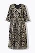 Abstract Metallic Print Balloon Sleeve Dress