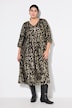 Abstract Metallic Print Balloon Sleeve Dress
