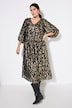 Abstract Metallic Print Balloon Sleeve Dress