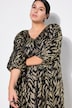 Abstract Metallic Print Balloon Sleeve Dress