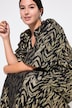 Abstract Metallic Print Balloon Sleeve Dress