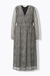 Maxi-Meshkleid, A-Line, Leo-Print, Ballonärmel