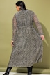 Maxi-Meshkleid, A-Line, Leo-Print, Ballonärmel