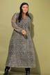 Maxi-Meshkleid, A-Line, Leo-Print, Ballonärmel