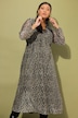 Maxi-Meshkleid, A-Line, Leo-Print, Ballonärmel