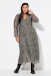 Maxi-Meshkleid, A-Line, Leo-Print, Ballonärmel
