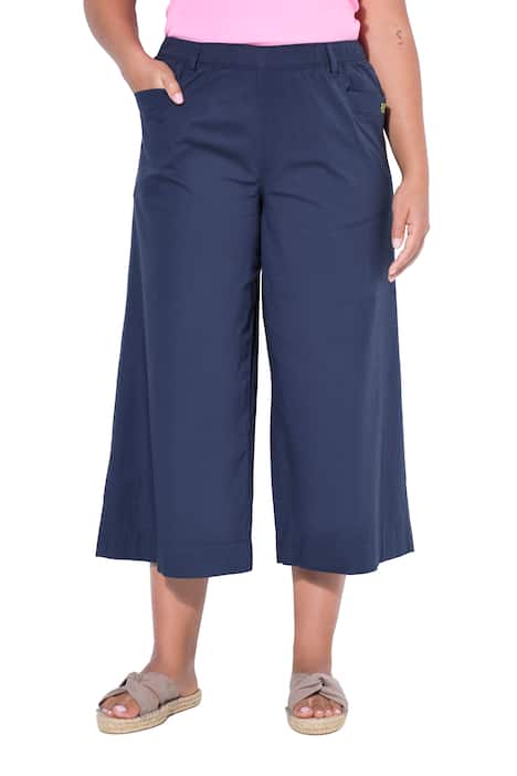 Široké kalhoty, 3/4 délka, pružný pas