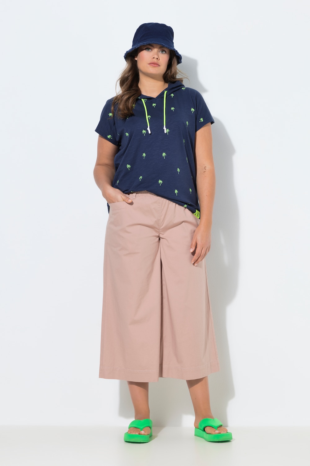 3/4 leichte Cotton Culotte, Gummibund