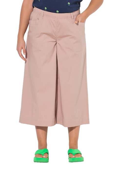 Široké kalhoty, 3/4 délka, pružný pas