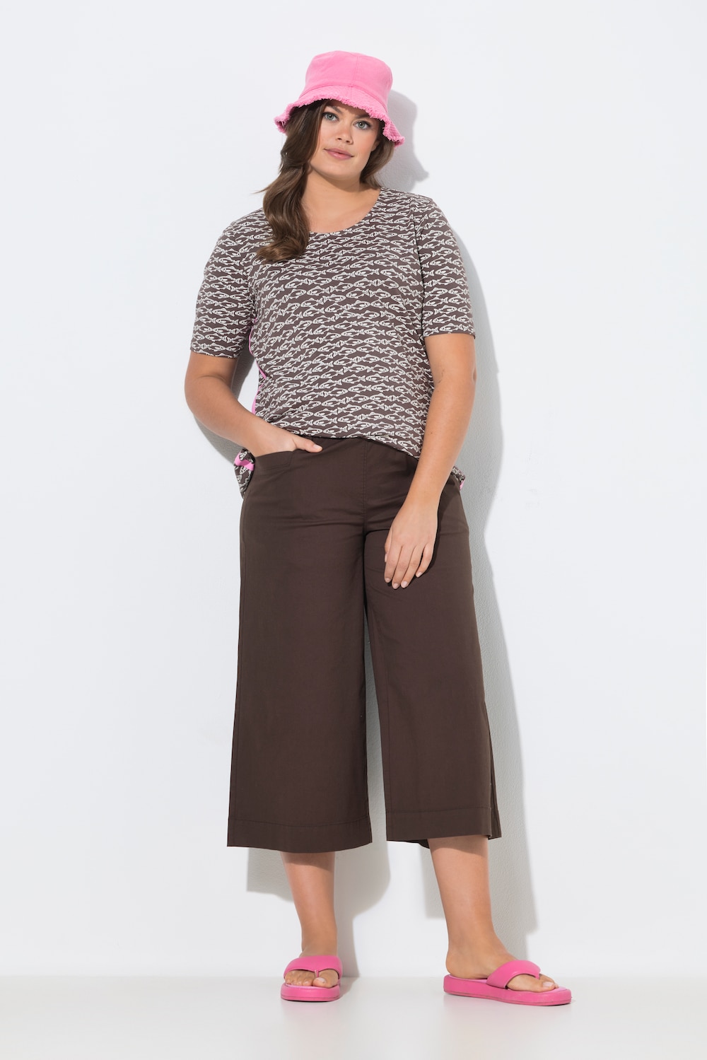 3/4 leichte Cotton Culotte, Gummibund