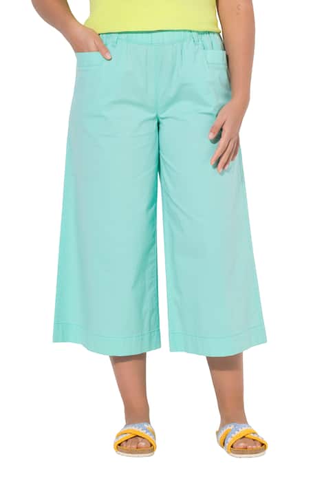 Široké kalhoty, 3/4 délka, pružný pas