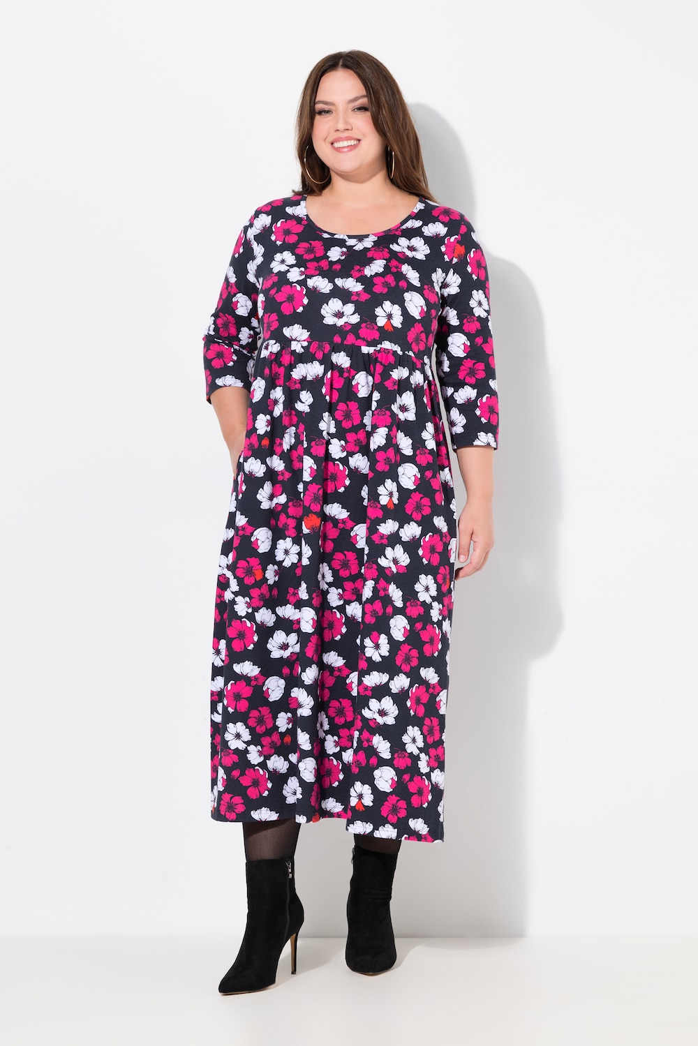 Große Größen Jerseykleid, Damen, schwarz, Größe: 66/68, Baumwolle, Ulla Popken