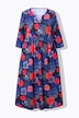 Abstract Floral Print 3/4 Sleeve Jersey Swing Empire Dress