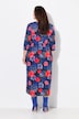 Abstract Floral Print 3/4 Sleeve Jersey Swing Empire Dress