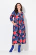 Abstract Floral Print 3/4 Sleeve Jersey Swing Empire Dress