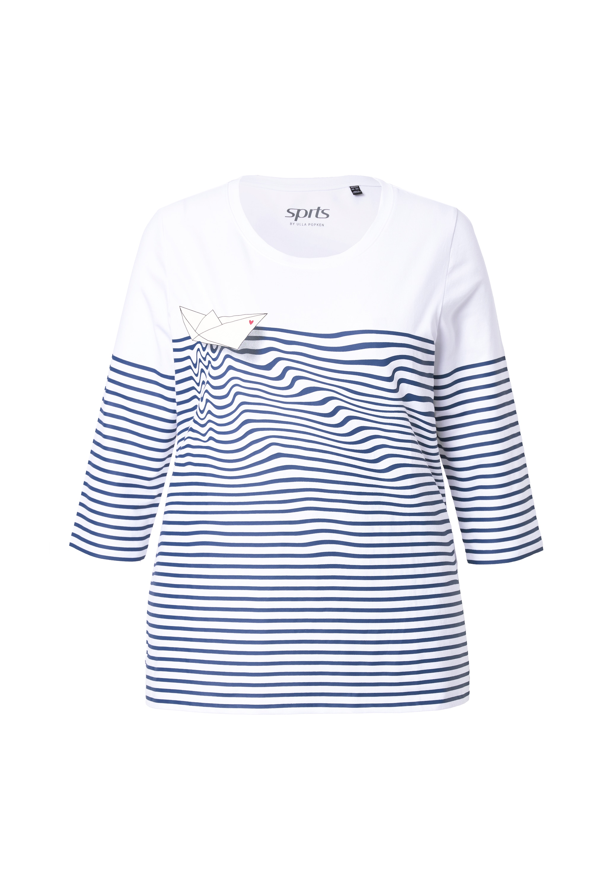 Ulla Popken Damen große Größen Shirt Ringel Papierboot U Boot Ausschnitt