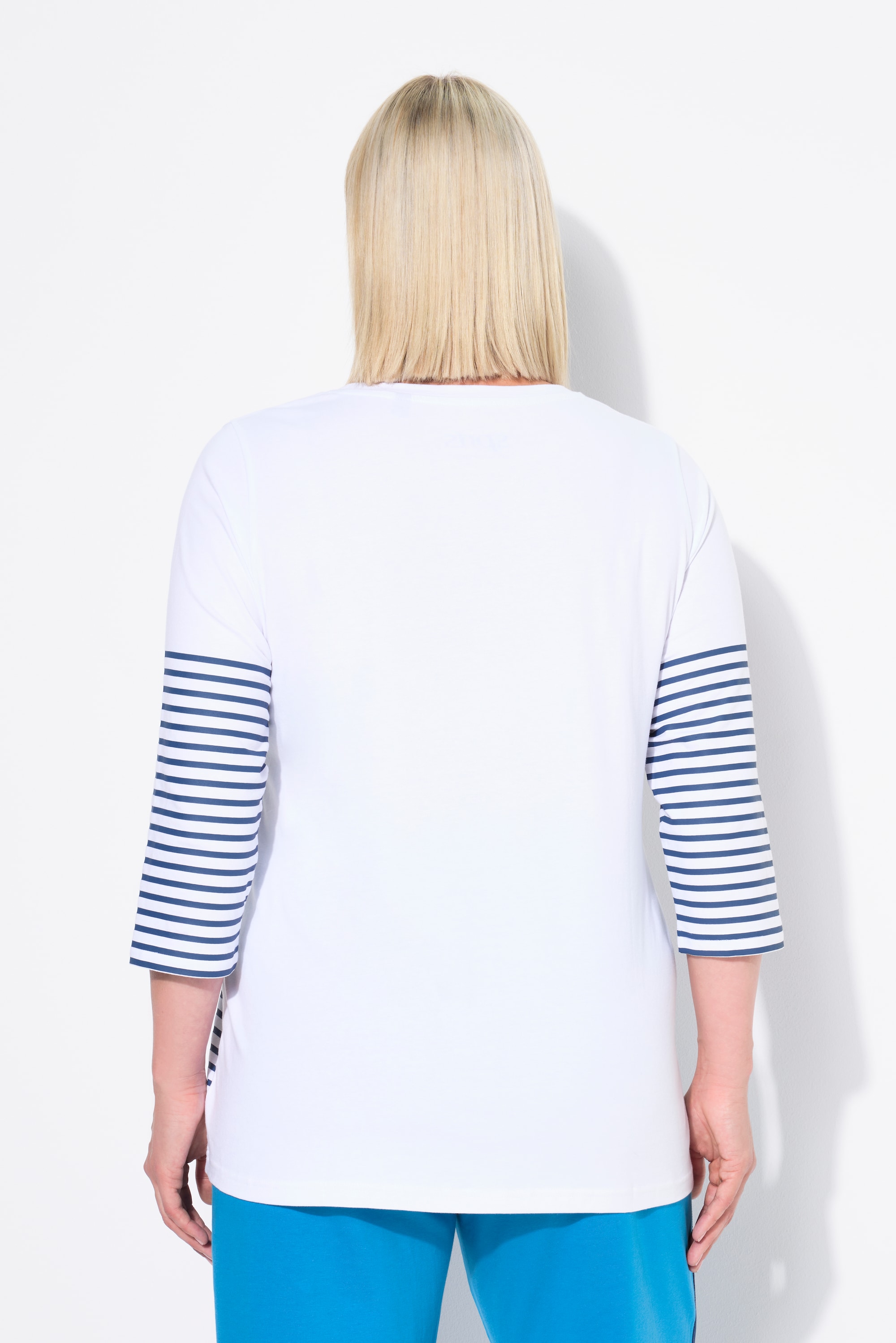 Ulla Popken Damen große Größen Shirt Ringel Papierboot U Boot Ausschnitt