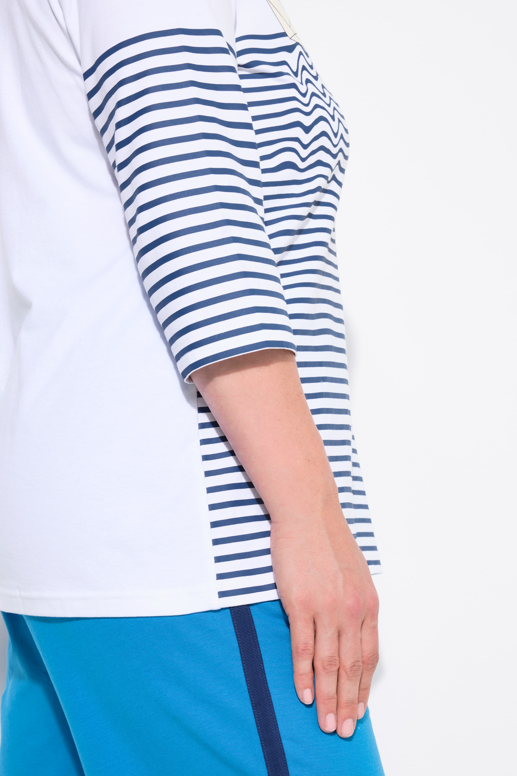 Ulla Popken Damen große Größen Shirt Ringel Papierboot U Boot Ausschnitt
